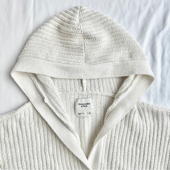 The Hooded Crochet Knit Cardigan 🤍 by Abercrombie & Fitch; Size Medium - Picture 3 of 8